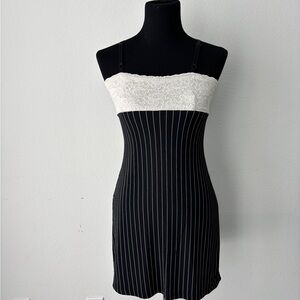 All That Jazz Black Dress with White Lace Bodice